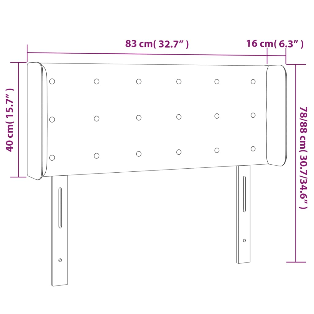 Hoofdbord met randen 83x16x78/88 cm fluweel lichtgrijs is nu te koop bij PeponiXL, paradijselijk wonen!