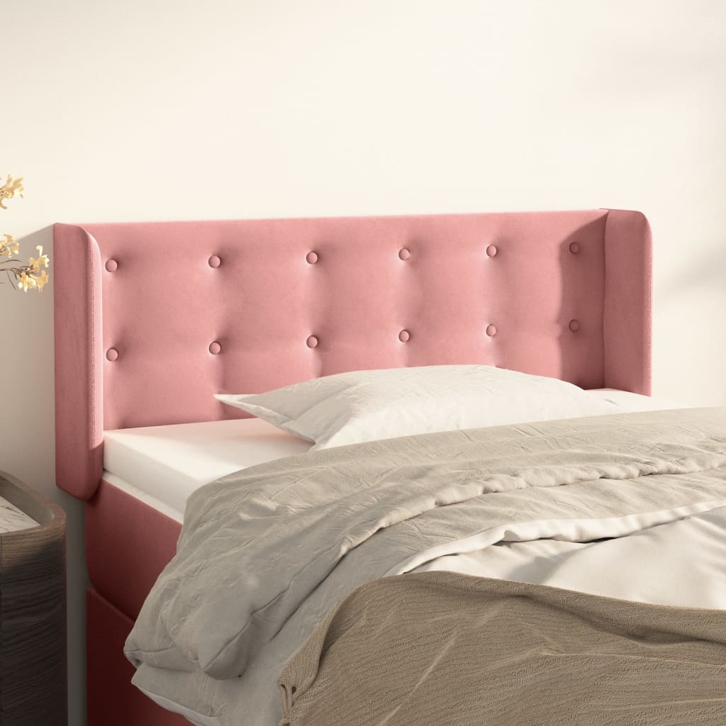 Hoofdbord met randen 83x16x78/88 cm fluweel roze is nu te koop bij PeponiXL, paradijselijk wonen!