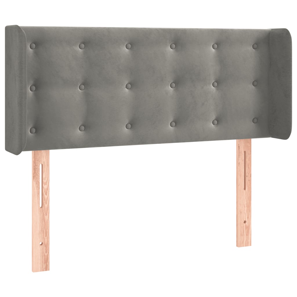Hoofdbord met randen 93x16x78/88 cm fluweel lichtgrijs is nu te koop bij PeponiXL, paradijselijk wonen!