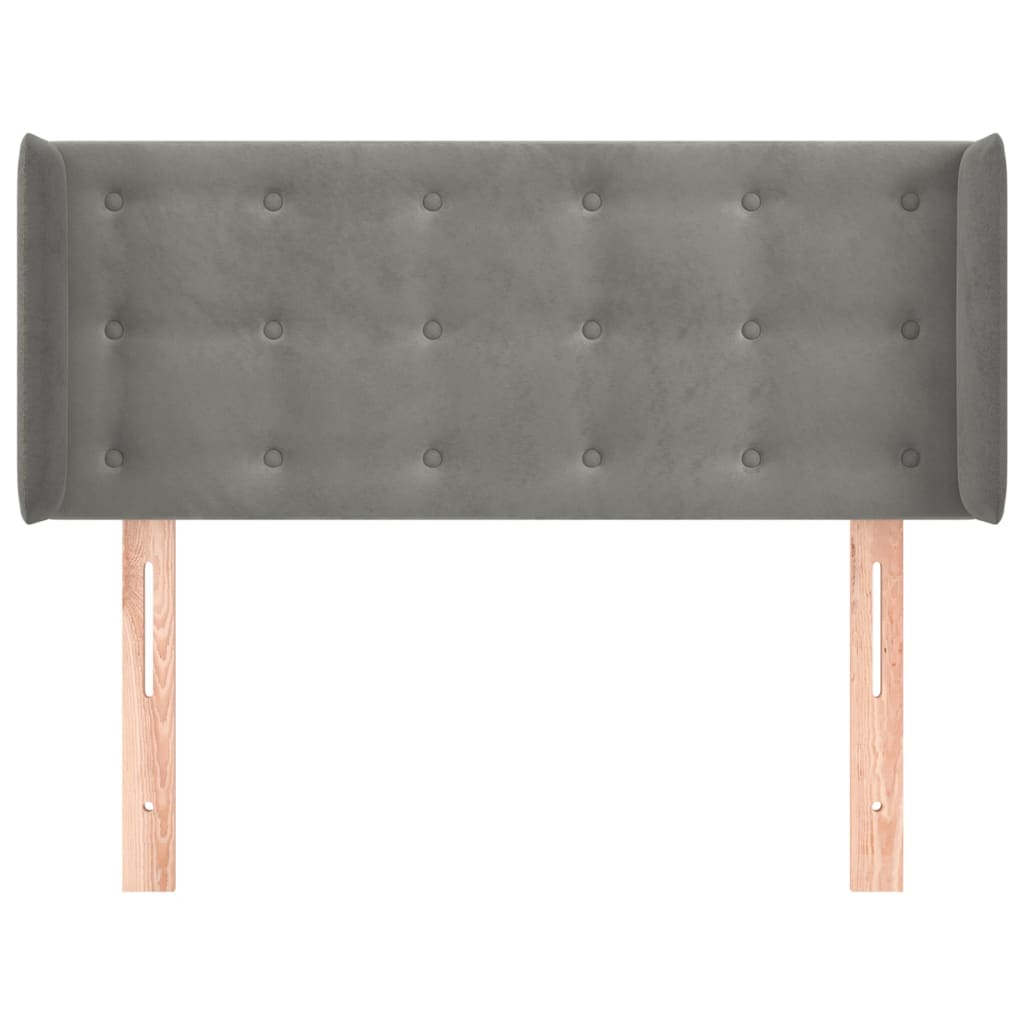 Hoofdbord met randen 93x16x78/88 cm fluweel lichtgrijs is nu te koop bij PeponiXL, paradijselijk wonen!