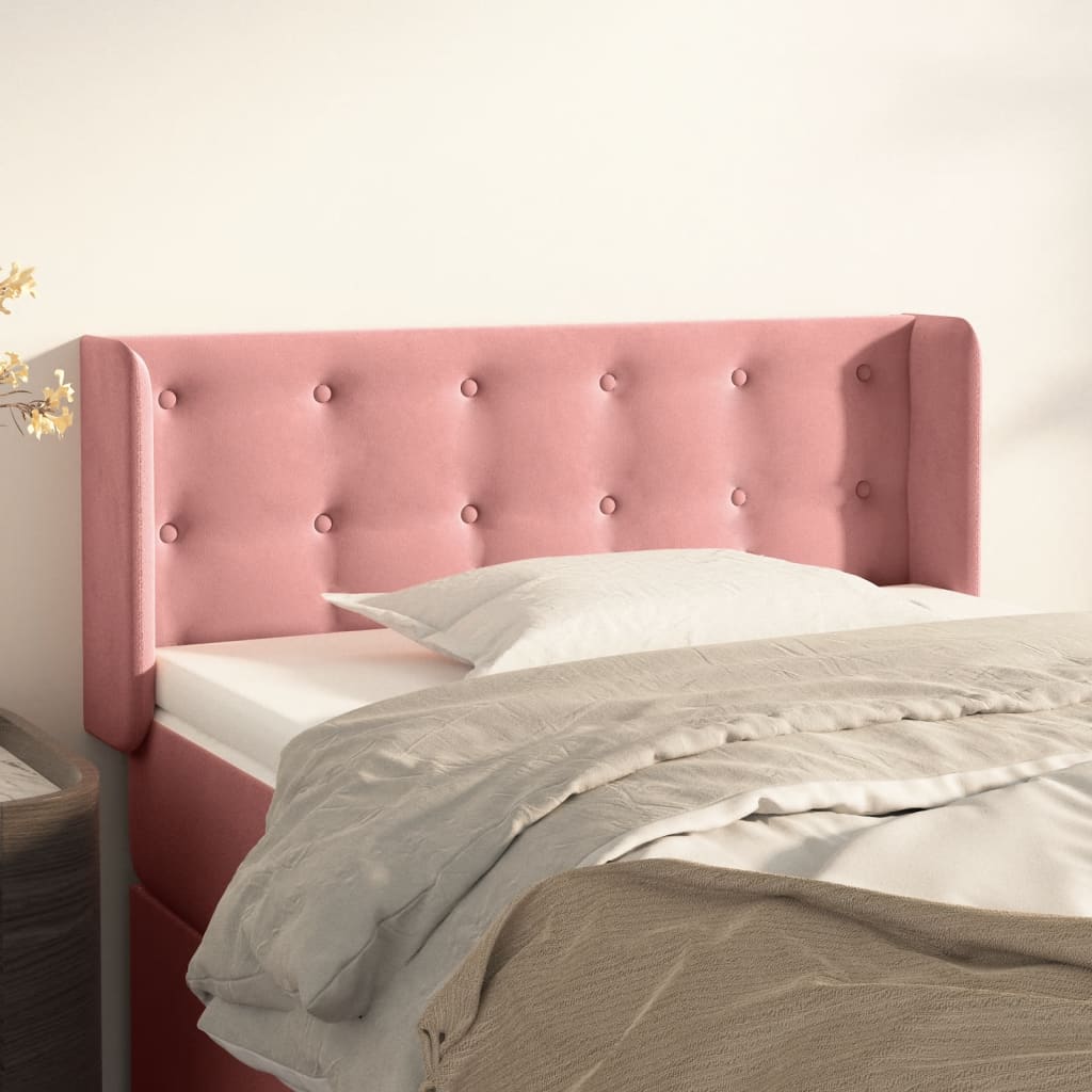 Hoofdbord met randen 93x16x78/88 cm fluweel roze is nu te koop bij PeponiXL, paradijselijk wonen!