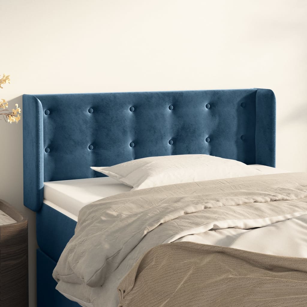 Hoofdbord met randen 103x16x78/88 cm fluweel donkerblauw is nu te koop bij PeponiXL, paradijselijk wonen!