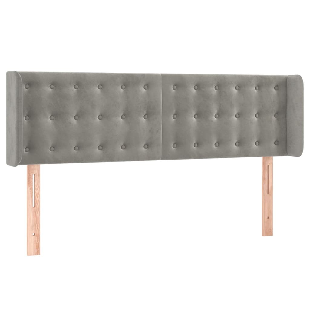 Hoofdbord met randen 147x16x78/88 cm fluweel lichtgrijs is nu te koop bij PeponiXL, paradijselijk wonen!