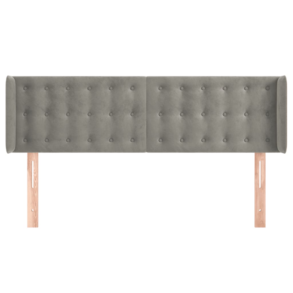 Hoofdbord met randen 147x16x78/88 cm fluweel lichtgrijs is nu te koop bij PeponiXL, paradijselijk wonen!