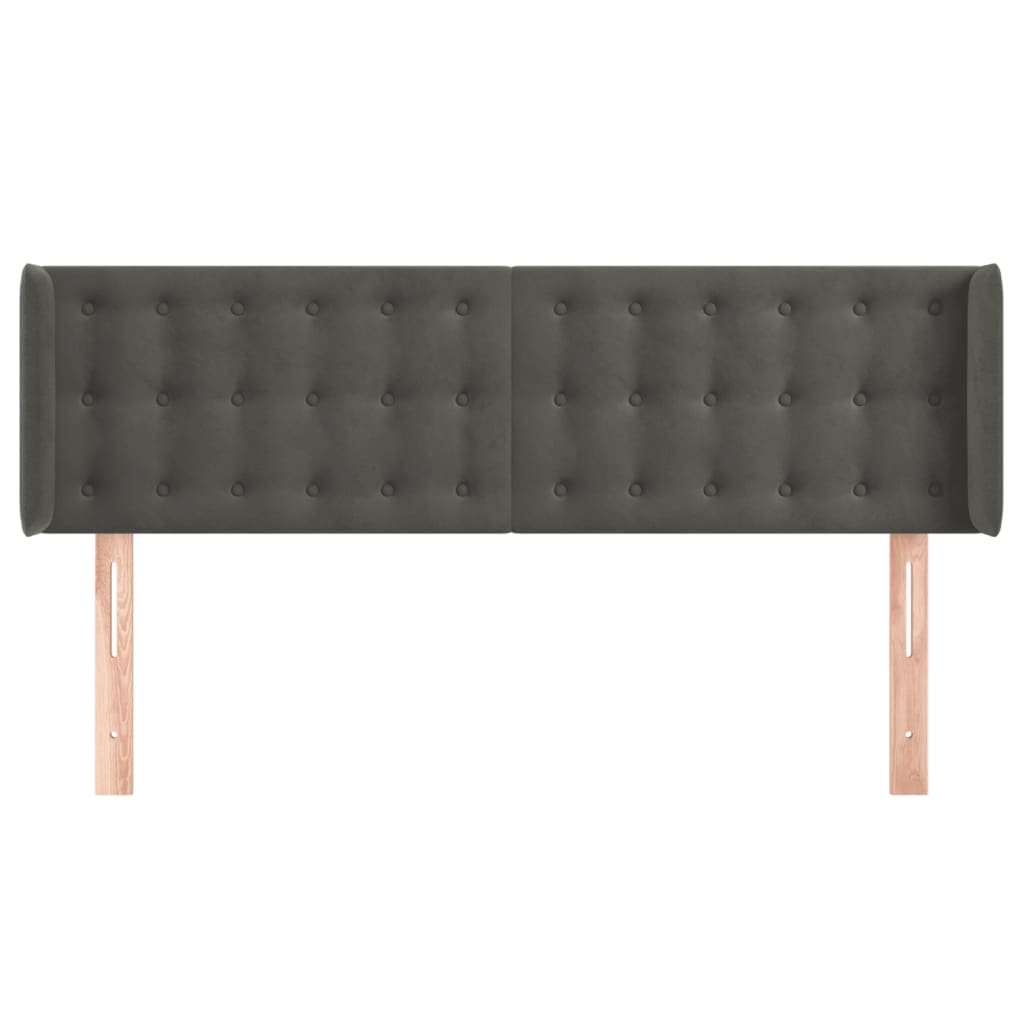 Hoofdbord met randen 147x16x78/88 cm fluweel donkergrijs is nu te koop bij PeponiXL, paradijselijk wonen!