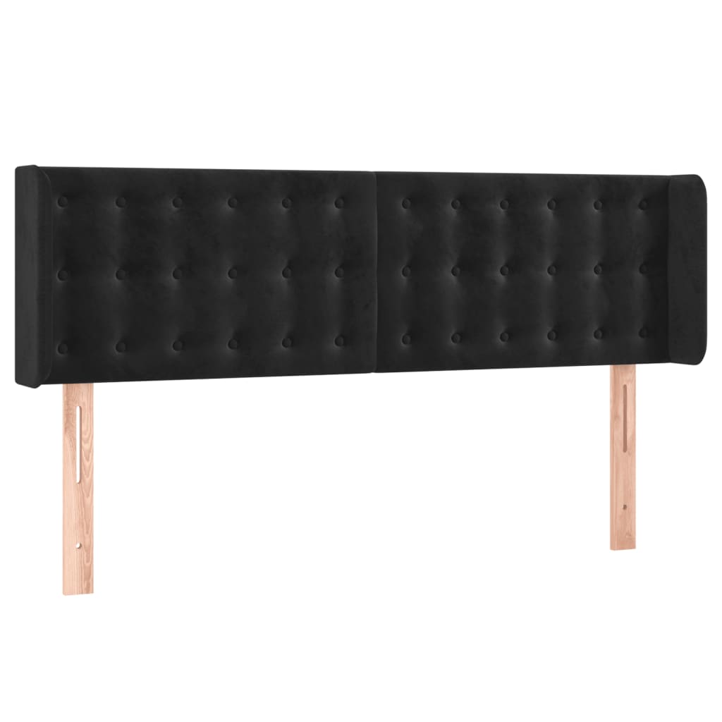 Hoofdbord met randen 147x16x78/88 cm fluweel zwart is nu te koop bij PeponiXL, paradijselijk wonen!