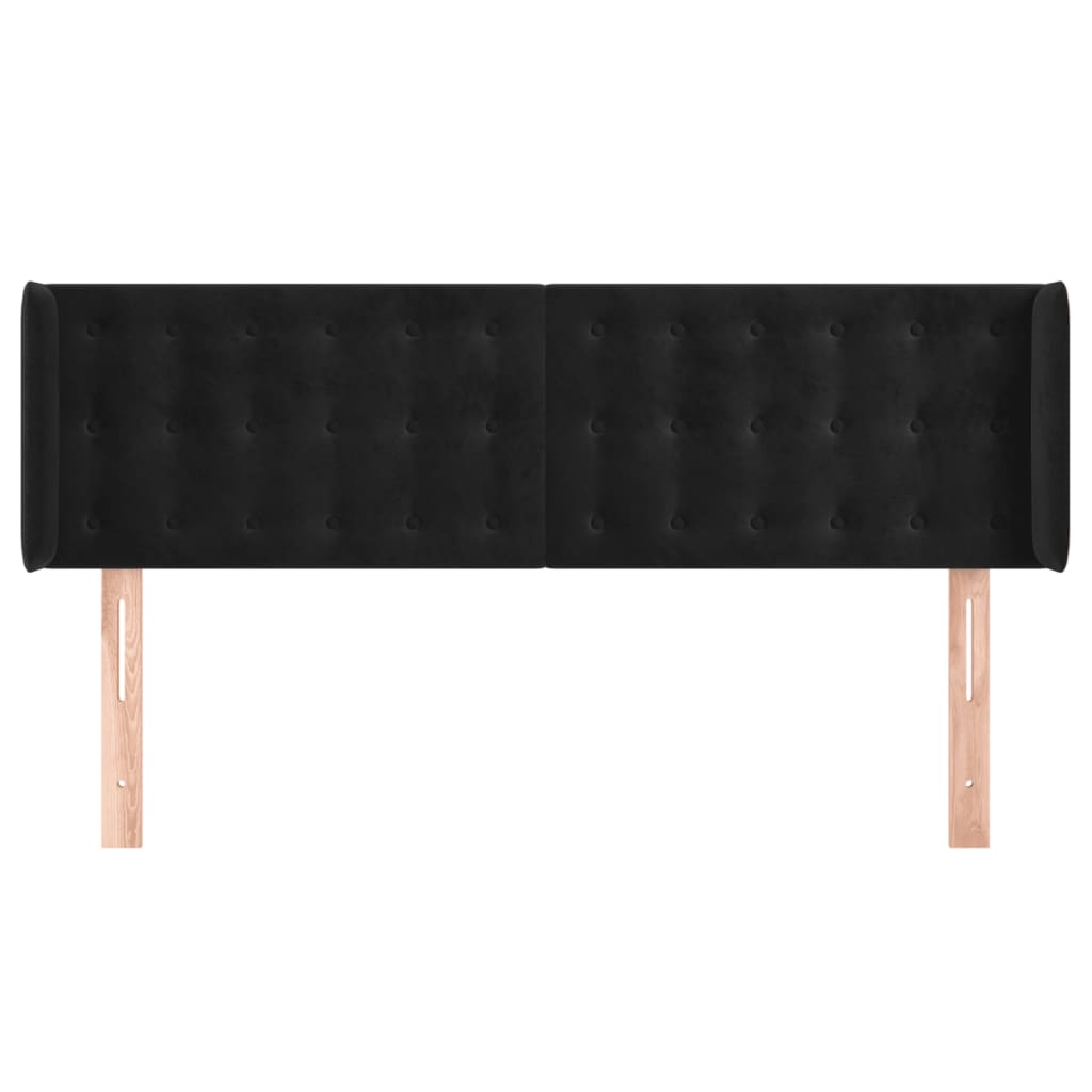 Hoofdbord met randen 147x16x78/88 cm fluweel zwart is nu te koop bij PeponiXL, paradijselijk wonen!