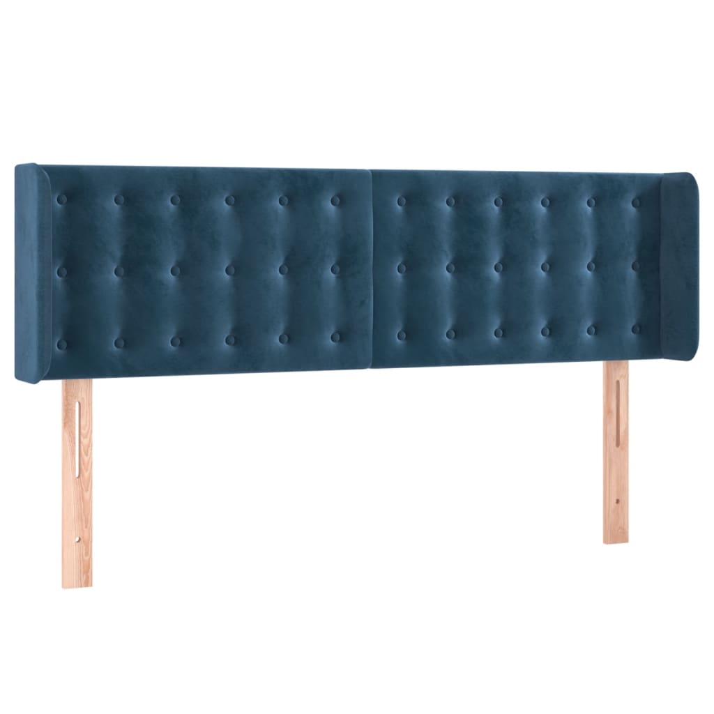 Hoofdbord met randen 147x16x78/88 cm fluweel donkerblauw is nu te koop bij PeponiXL, paradijselijk wonen!