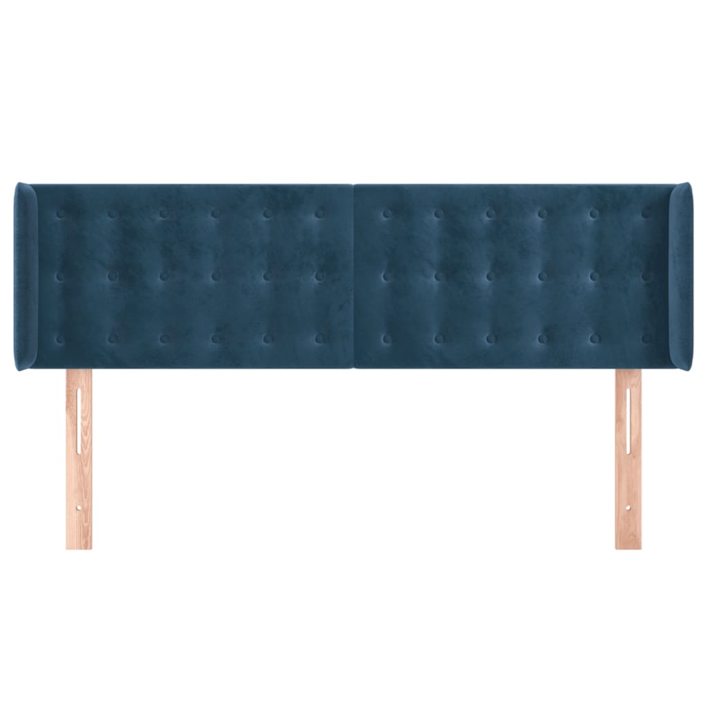 Hoofdbord met randen 147x16x78/88 cm fluweel donkerblauw is nu te koop bij PeponiXL, paradijselijk wonen!