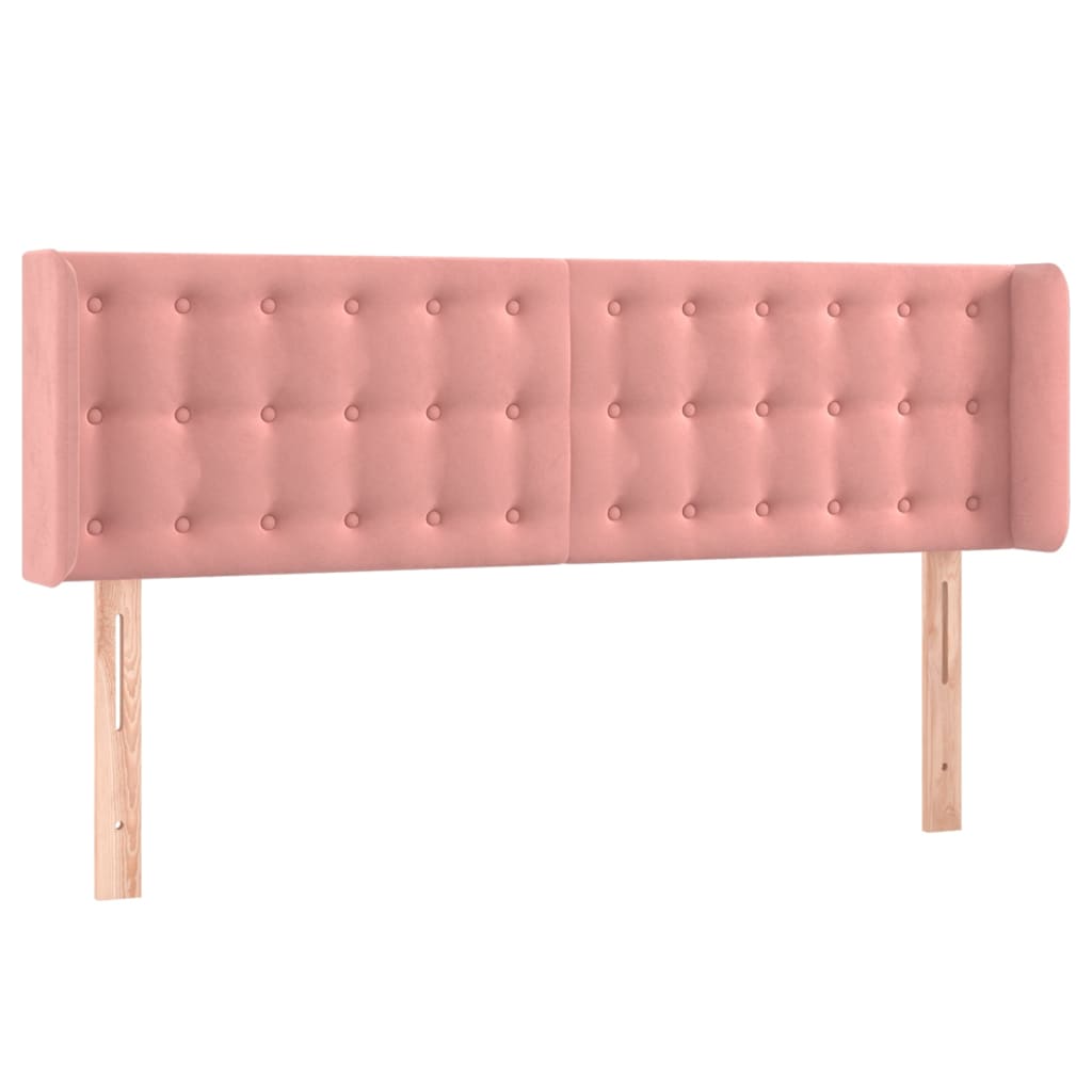 Hoofdbord met randen 147x16x78/88 cm fluweel roze is nu te koop bij PeponiXL, paradijselijk wonen!