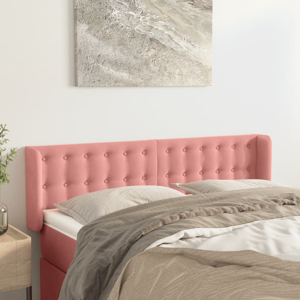 Hoofdbord met randen 147x16x78/88 cm fluweel roze is nu te koop bij PeponiXL, paradijselijk wonen!