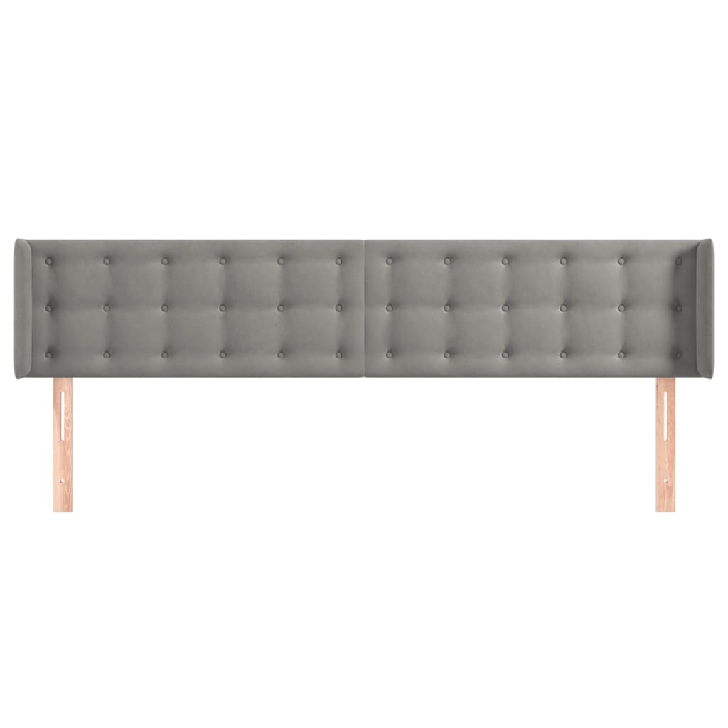 Hoofdbord met randen 163x16x78/88 cm fluweel lichtgrijs is nu te koop bij PeponiXL, paradijselijk wonen!