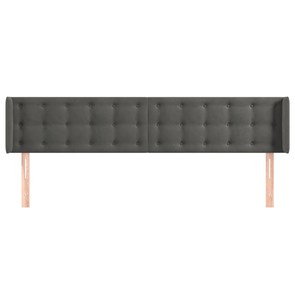 Hoofdbord met randen 163x16x78/88 cm fluweel donkergrijs is nu te koop bij PeponiXL, paradijselijk wonen!
