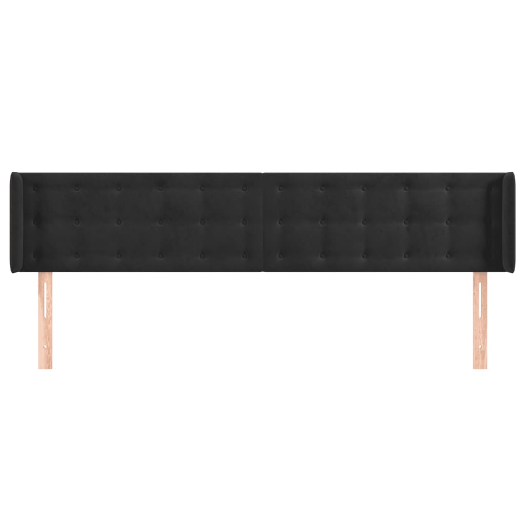 Hoofdbord met randen 163x16x78/88 cm fluweel zwart is nu te koop bij PeponiXL, paradijselijk wonen!
