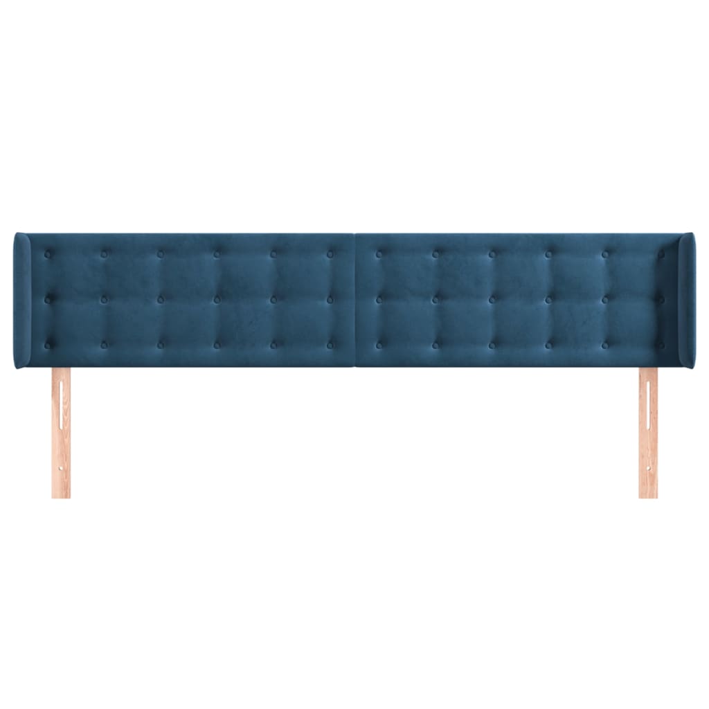 Hoofdbord met randen 163x16x78/88 cm fluweel donkerblauw is nu te koop bij PeponiXL, paradijselijk wonen!