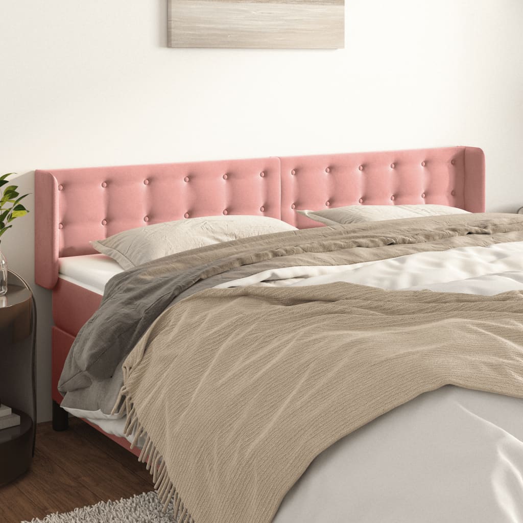 Hoofdbord met randen 163x16x78/88 cm fluweel roze is nu te koop bij PeponiXL, paradijselijk wonen!