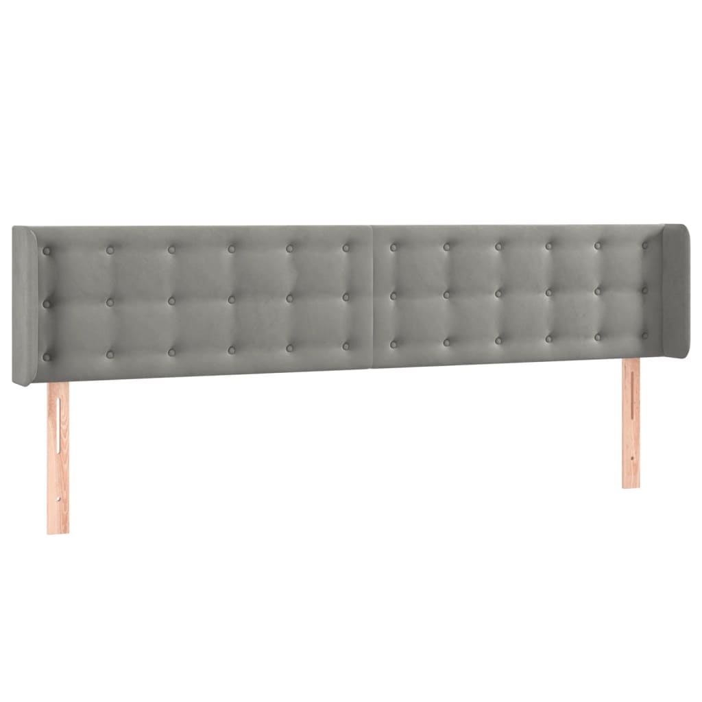 Hoofdbord met randen 183x16x78/88 cm fluweel lichtgrijs is nu te koop bij PeponiXL, paradijselijk wonen!