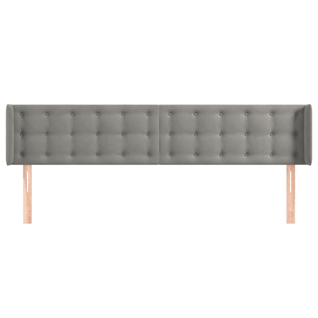 Hoofdbord met randen 183x16x78/88 cm fluweel lichtgrijs is nu te koop bij PeponiXL, paradijselijk wonen!