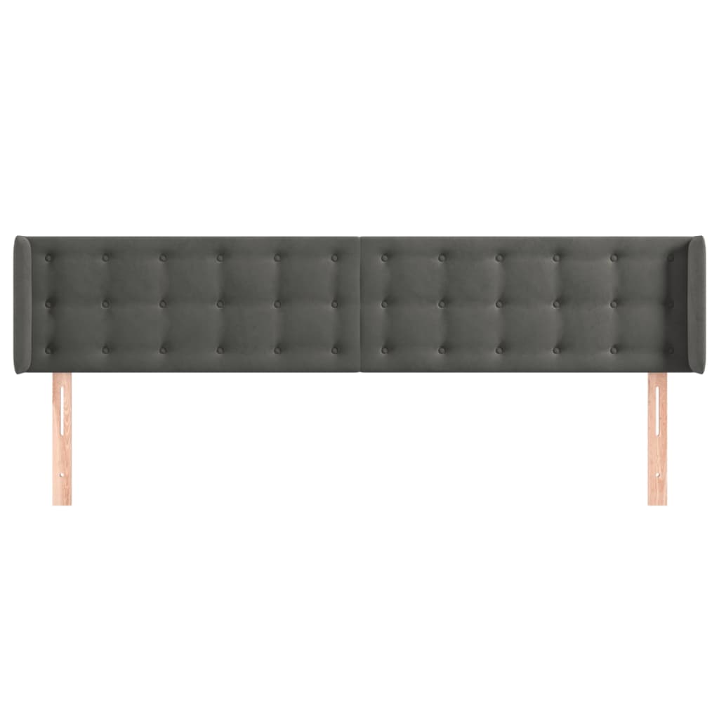 Hoofdbord met randen 183x16x78/88 cm fluweel donkergrijs is nu te koop bij PeponiXL, paradijselijk wonen!