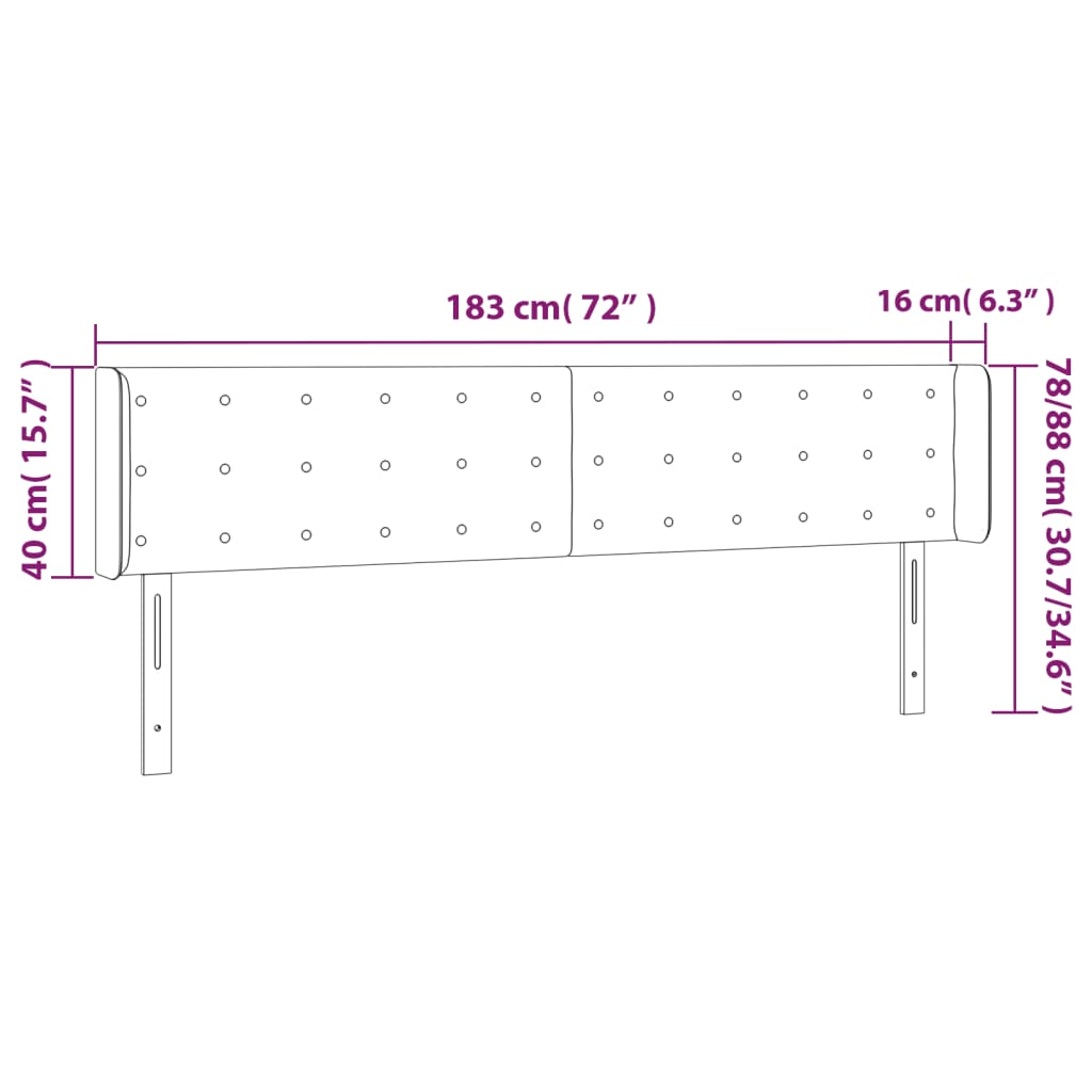 Hoofdbord met randen 183x16x78/88 cm fluweel donkergroen is nu te koop bij PeponiXL, paradijselijk wonen!