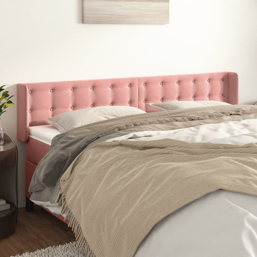 Hoofdbord met randen 183x16x78/88 cm fluweel roze is nu te koop bij PeponiXL, paradijselijk wonen!