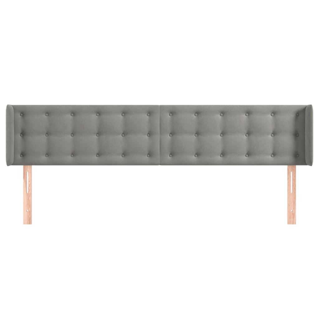 Hoofdbord met randen 203x16x78/88 cm fluweel lichtgrijs is nu te koop bij PeponiXL, paradijselijk wonen!