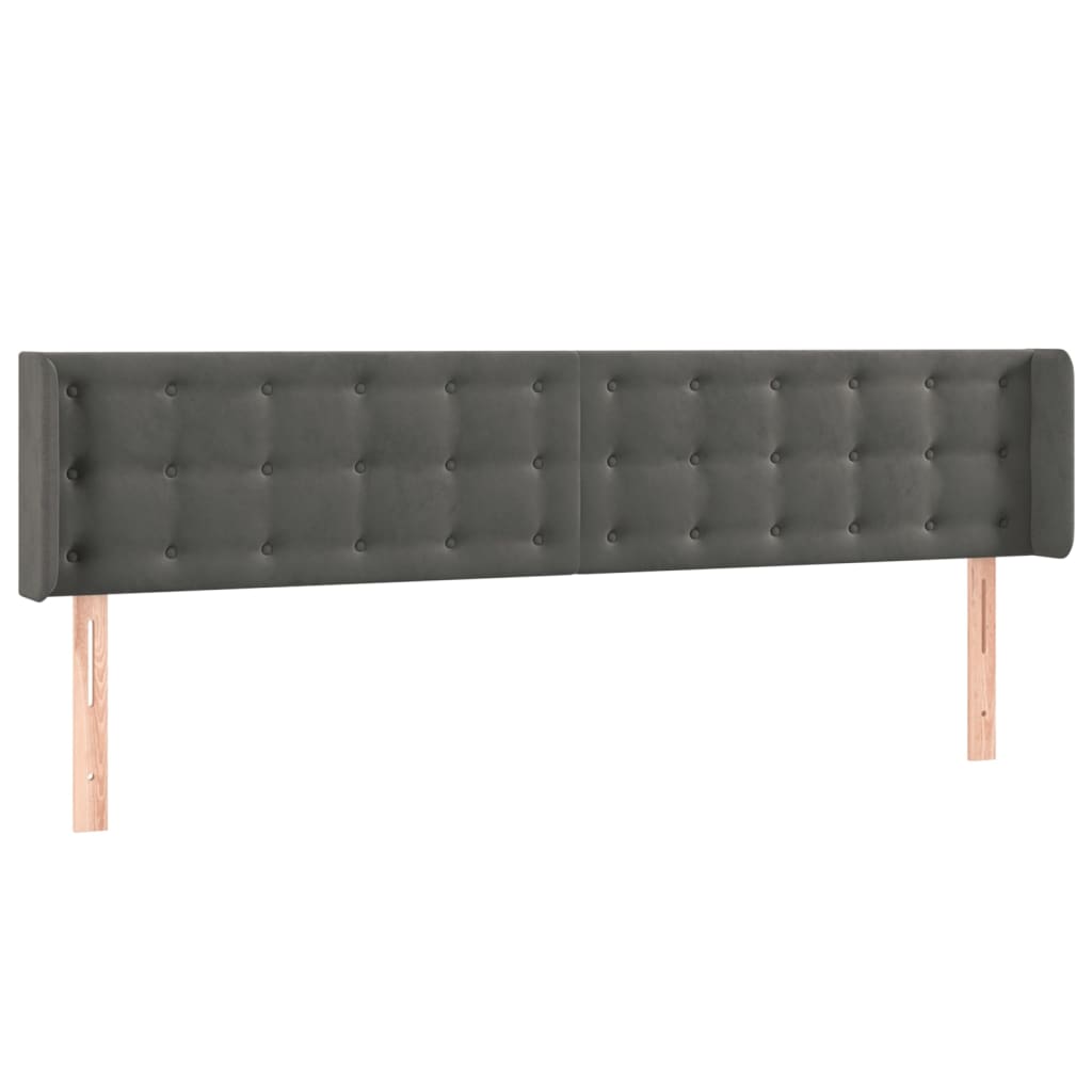 Hoofdbord met randen 203x16x78/88 cm fluweel donkergrijs is nu te koop bij PeponiXL, paradijselijk wonen!