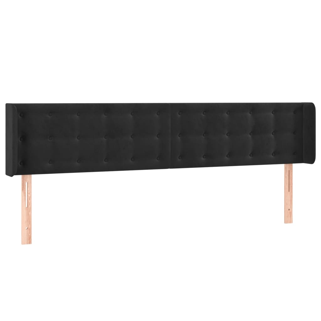 Hoofdbord met randen 203x16x78/88 cm fluweel zwart is nu te koop bij PeponiXL, paradijselijk wonen!