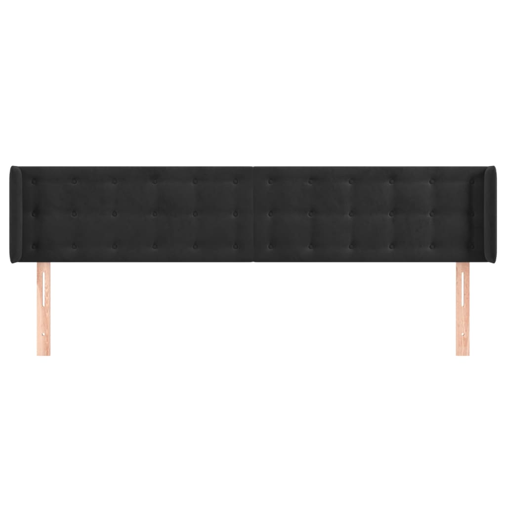 Hoofdbord met randen 203x16x78/88 cm fluweel zwart is nu te koop bij PeponiXL, paradijselijk wonen!