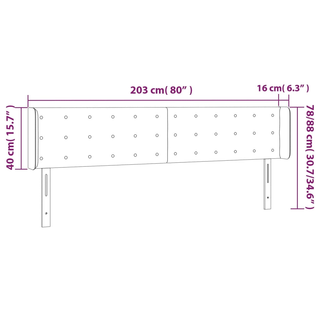 Hoofdbord met randen 203x16x78/88 cm fluweel donkergroen is nu te koop bij PeponiXL, paradijselijk wonen!