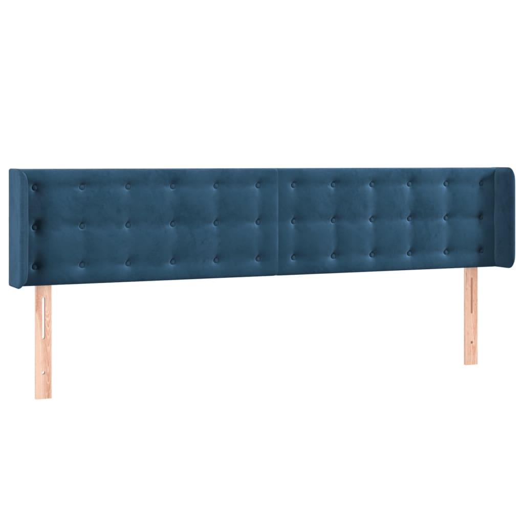 Hoofdbord met randen 203x16x78/88 cm fluweel donkerblauw is nu te koop bij PeponiXL, paradijselijk wonen!