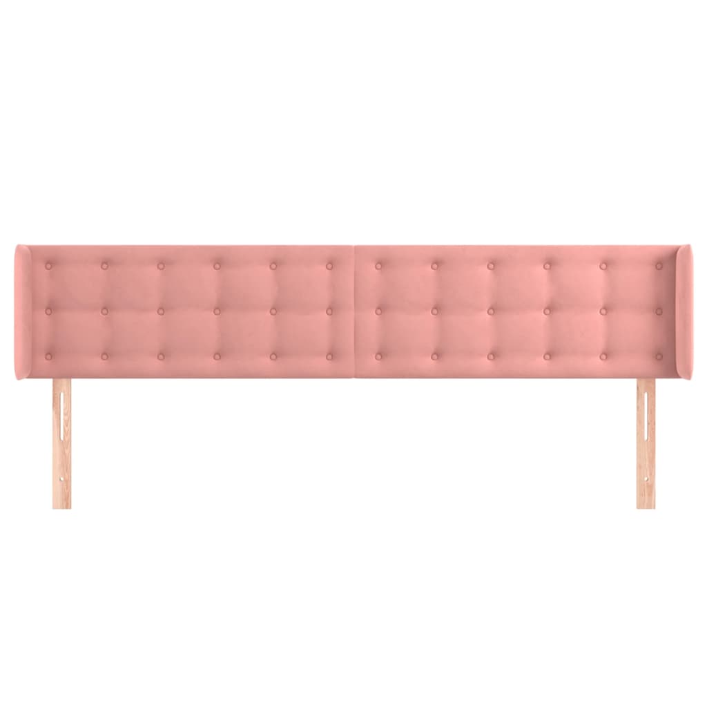 Hoofdbord met randen 203x16x78/88 cm fluweel roze is nu te koop bij PeponiXL, paradijselijk wonen!