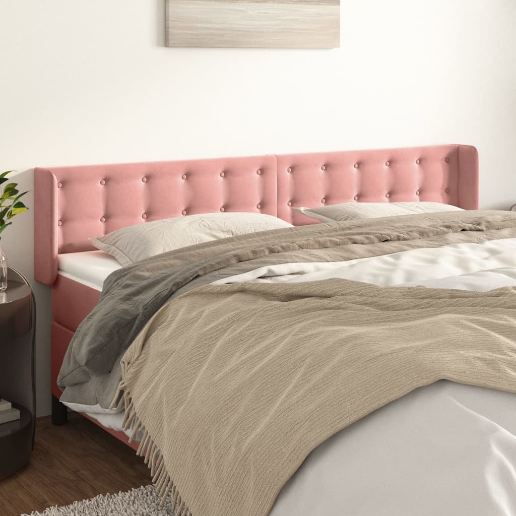 Hoofdbord met randen 203x16x78/88 cm fluweel roze is nu te koop bij PeponiXL, paradijselijk wonen!