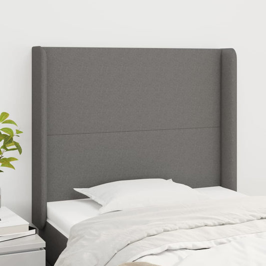 Hoofdbord met randen 83x16x118/128 cm stof donkergrijs is nu te koop bij PeponiXL, paradijselijk wonen!