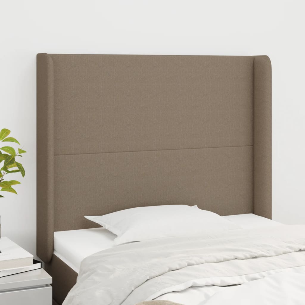 Hoofdbord met randen 83x16x118/128 cm stof taupe is nu te koop bij PeponiXL, paradijselijk wonen!