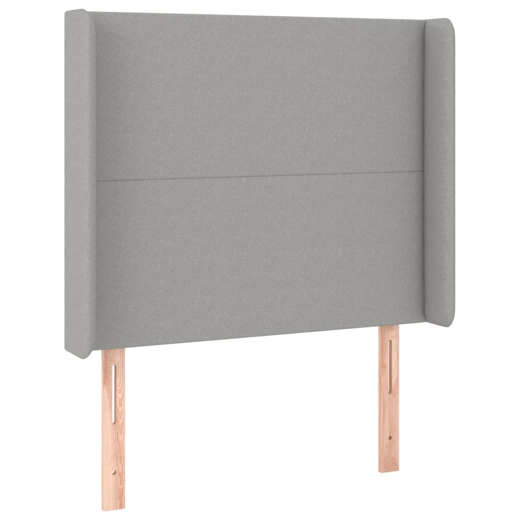 Hoofdbord met randen 93x16x118/128 cm stof lichtgrijs is nu te koop bij PeponiXL, paradijselijk wonen!