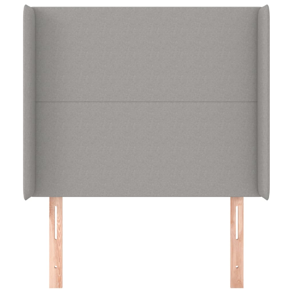 Hoofdbord met randen 93x16x118/128 cm stof lichtgrijs is nu te koop bij PeponiXL, paradijselijk wonen!