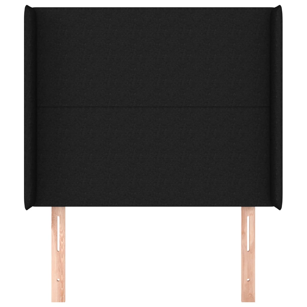 Hoofdbord met randen 93x16x118/128 cm stof zwart is nu te koop bij PeponiXL, paradijselijk wonen!