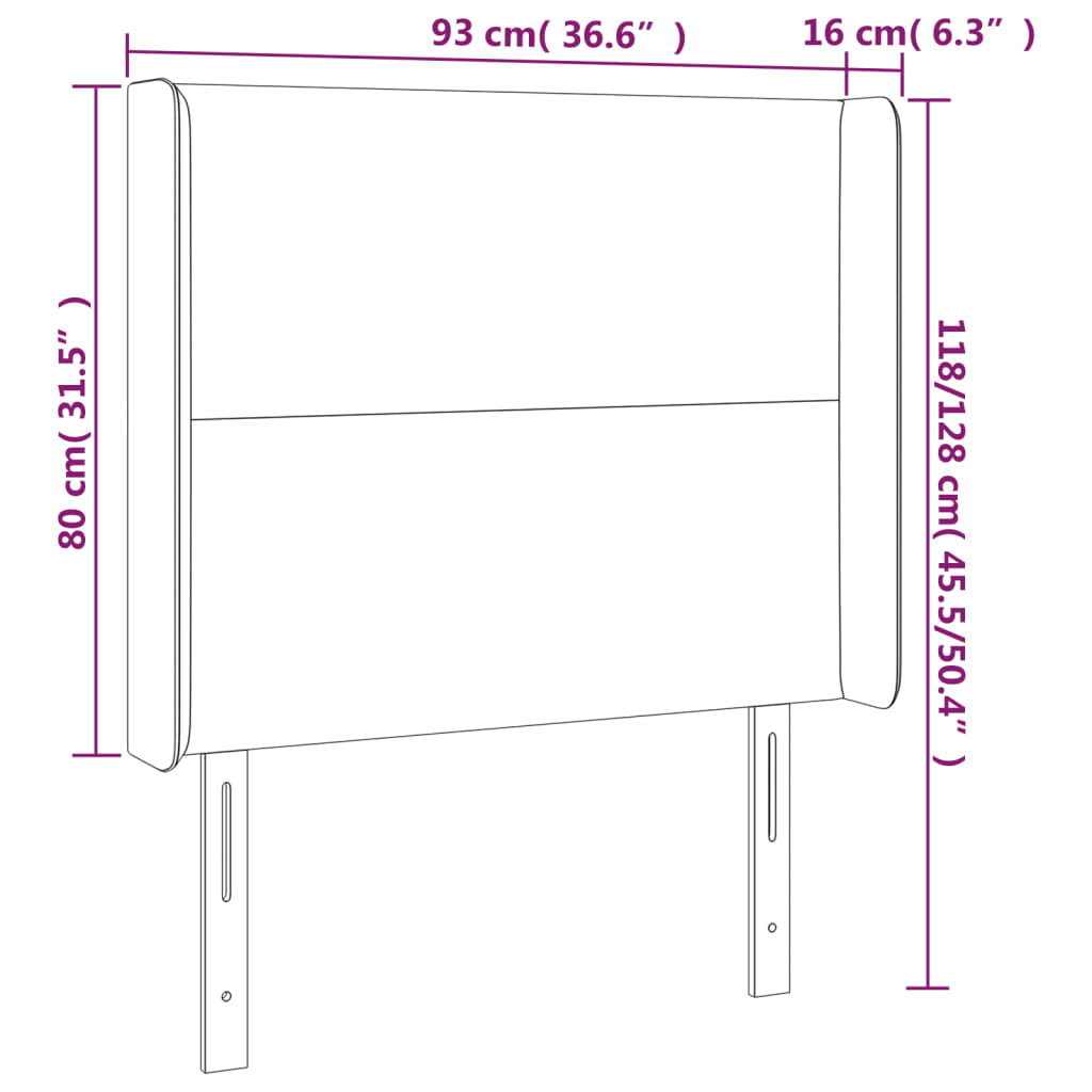 Hoofdbord met randen 93x16x118/128 cm stof donkerbruin is nu te koop bij PeponiXL, paradijselijk wonen!