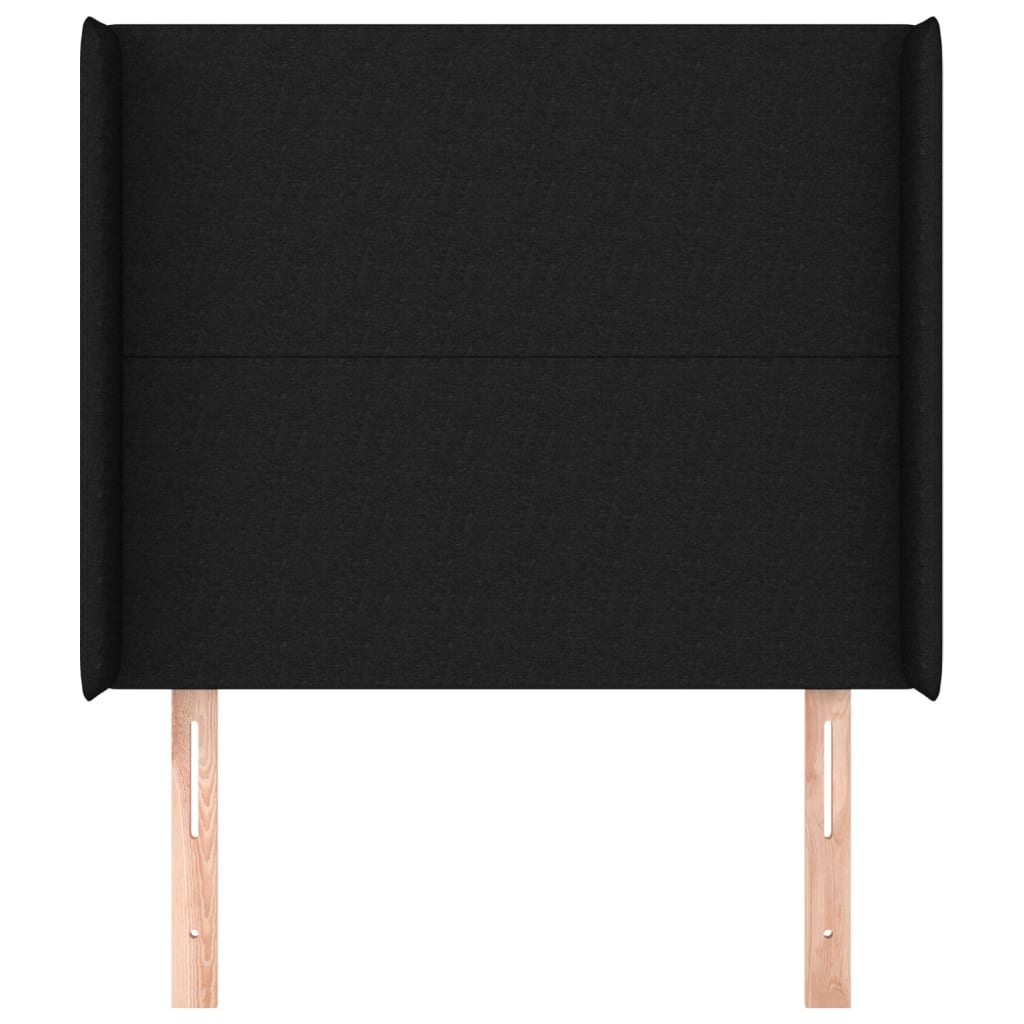 Hoofdbord met randen 103x16x118/128 cm stof zwart is nu te koop bij PeponiXL, paradijselijk wonen!