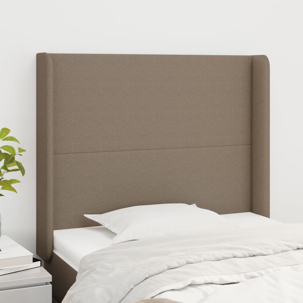Hoofdbord met randen 103x16x118/128 cm stof taupe is nu te koop bij PeponiXL, paradijselijk wonen!
