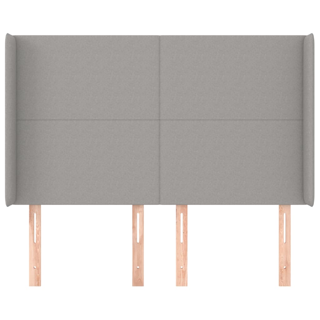 Hoofdbord met randen 147x16x118/128 cm stof lichtgrijs is nu te koop bij PeponiXL, paradijselijk wonen!