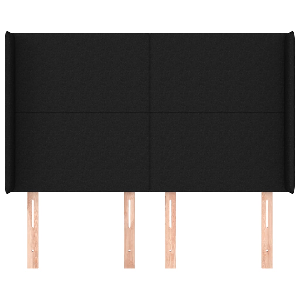 Hoofdbord met randen 147x16x118/128 cm stof zwart is nu te koop bij PeponiXL, paradijselijk wonen!
