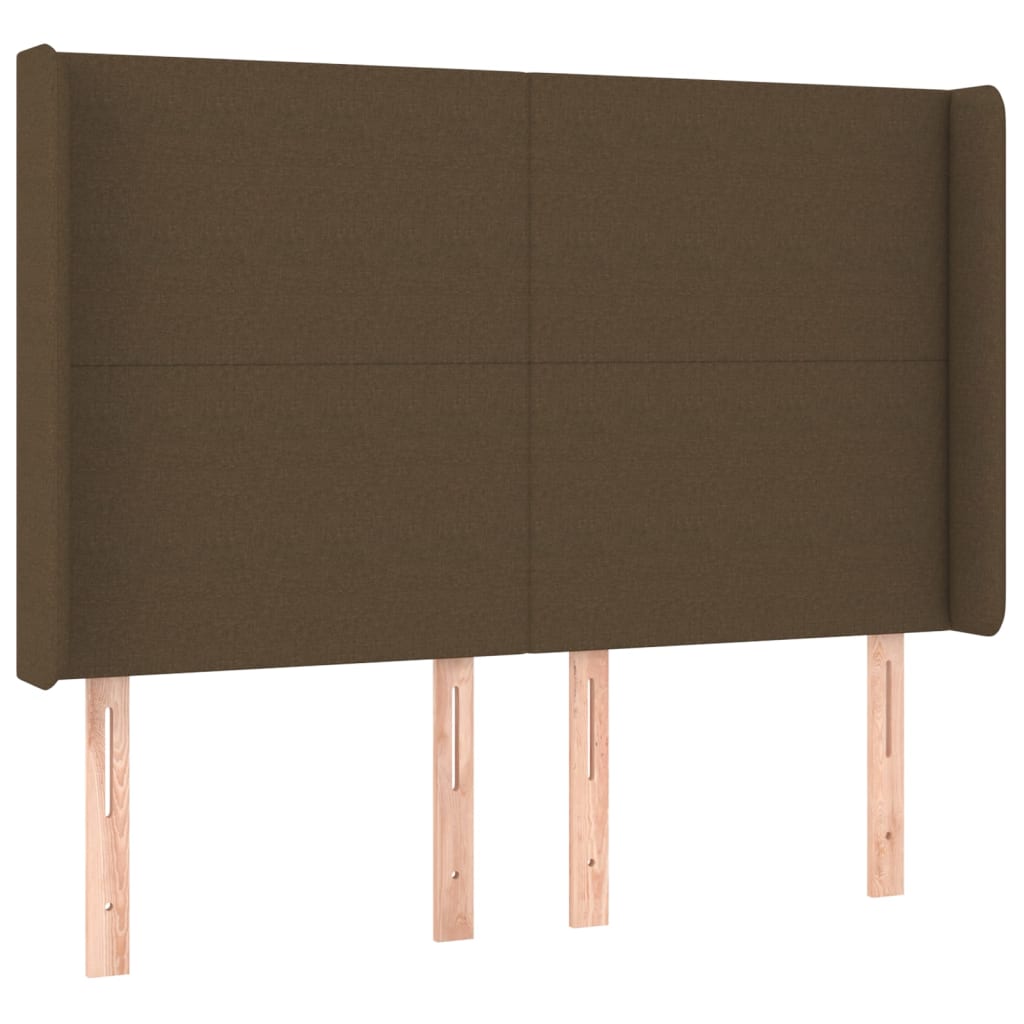 Hoofdbord met randen 147x16x118/128 cm stof donkerbruin is nu te koop bij PeponiXL, paradijselijk wonen!