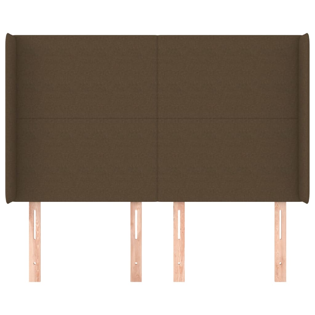 Hoofdbord met randen 147x16x118/128 cm stof donkerbruin is nu te koop bij PeponiXL, paradijselijk wonen!