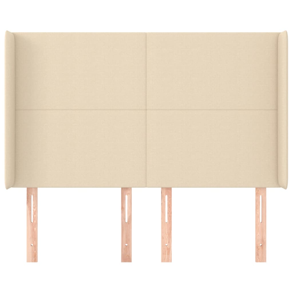 Hoofdbord met randen 147x16x118/128 cm stof crèmekleurig is nu te koop bij PeponiXL, paradijselijk wonen!