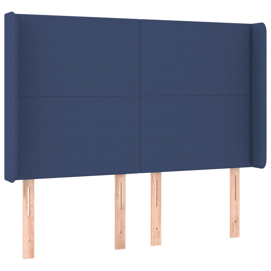 Hoofdbord met randen 147x16x118/128 cm stof blauw is nu te koop bij PeponiXL, paradijselijk wonen!