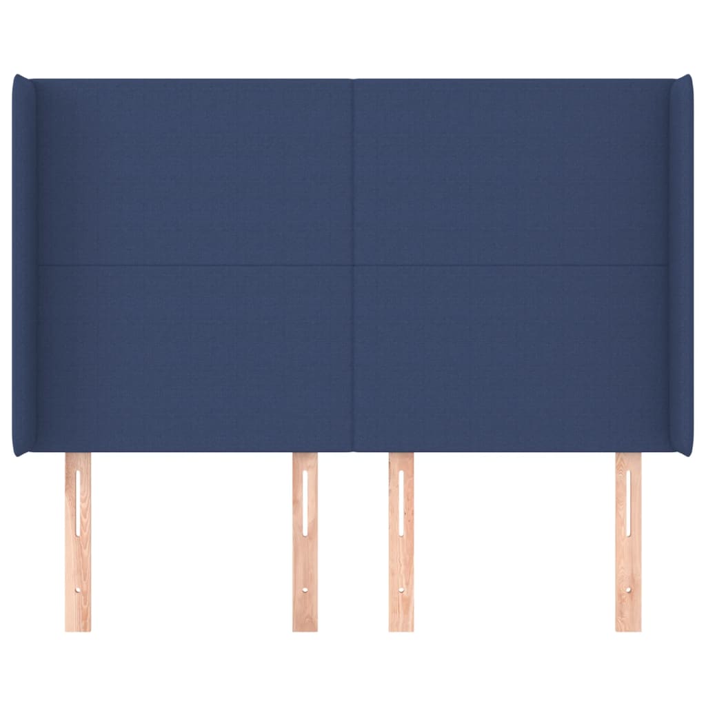Hoofdbord met randen 147x16x118/128 cm stof blauw is nu te koop bij PeponiXL, paradijselijk wonen!