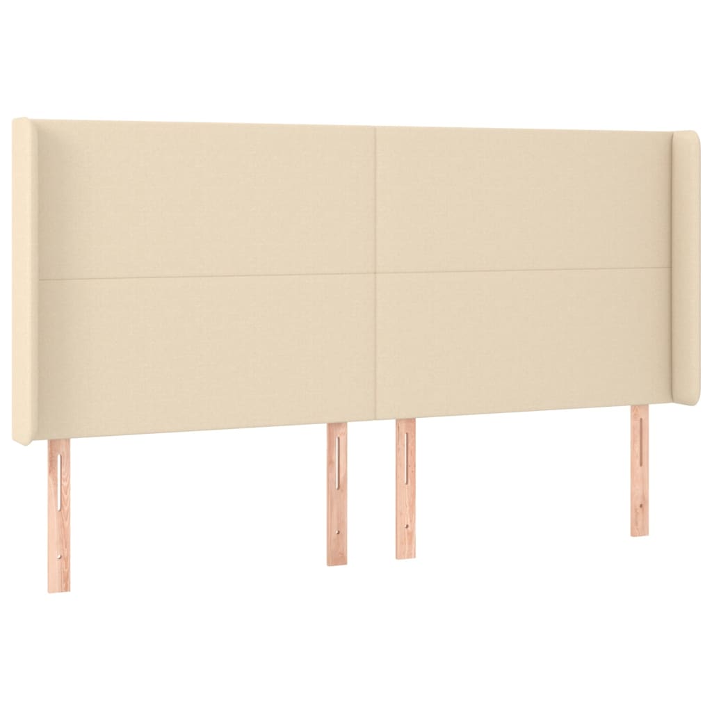 Hoofdbord met randen 183x16x118/128 cm stof crèmekleurig is nu te koop bij PeponiXL, paradijselijk wonen!
