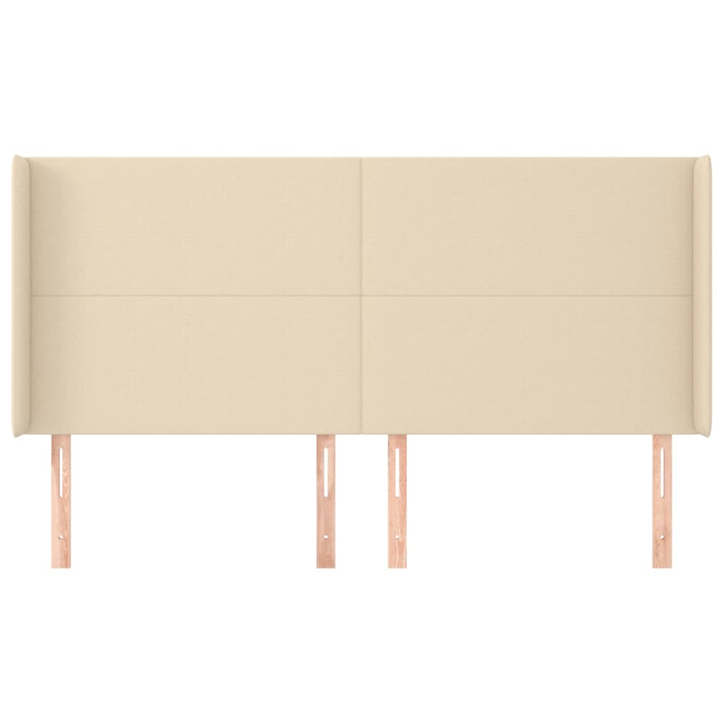 Hoofdbord met randen 183x16x118/128 cm stof crèmekleurig is nu te koop bij PeponiXL, paradijselijk wonen!
